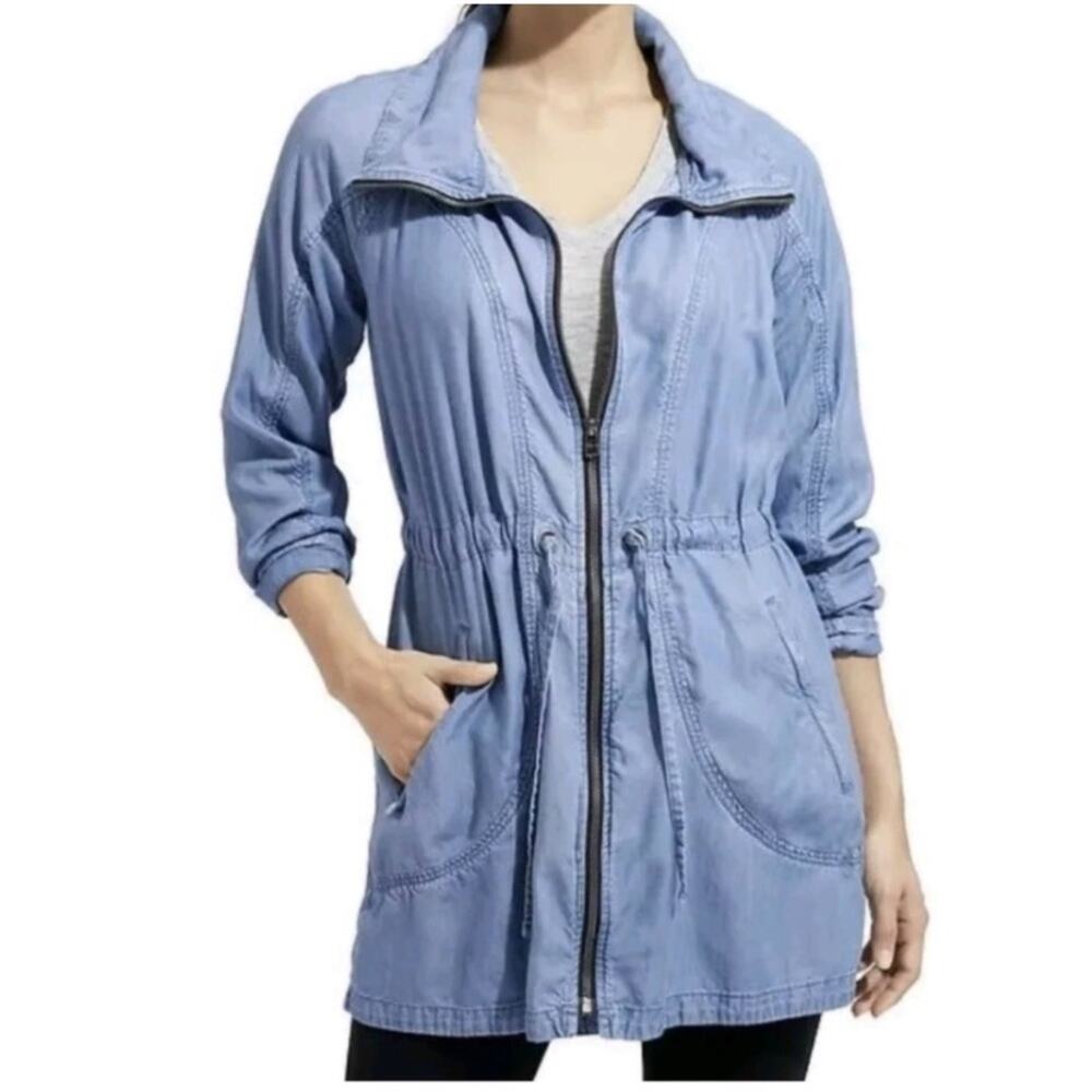 Athleta Chambray Switchback Blue Tencel Anorak Jacket Small